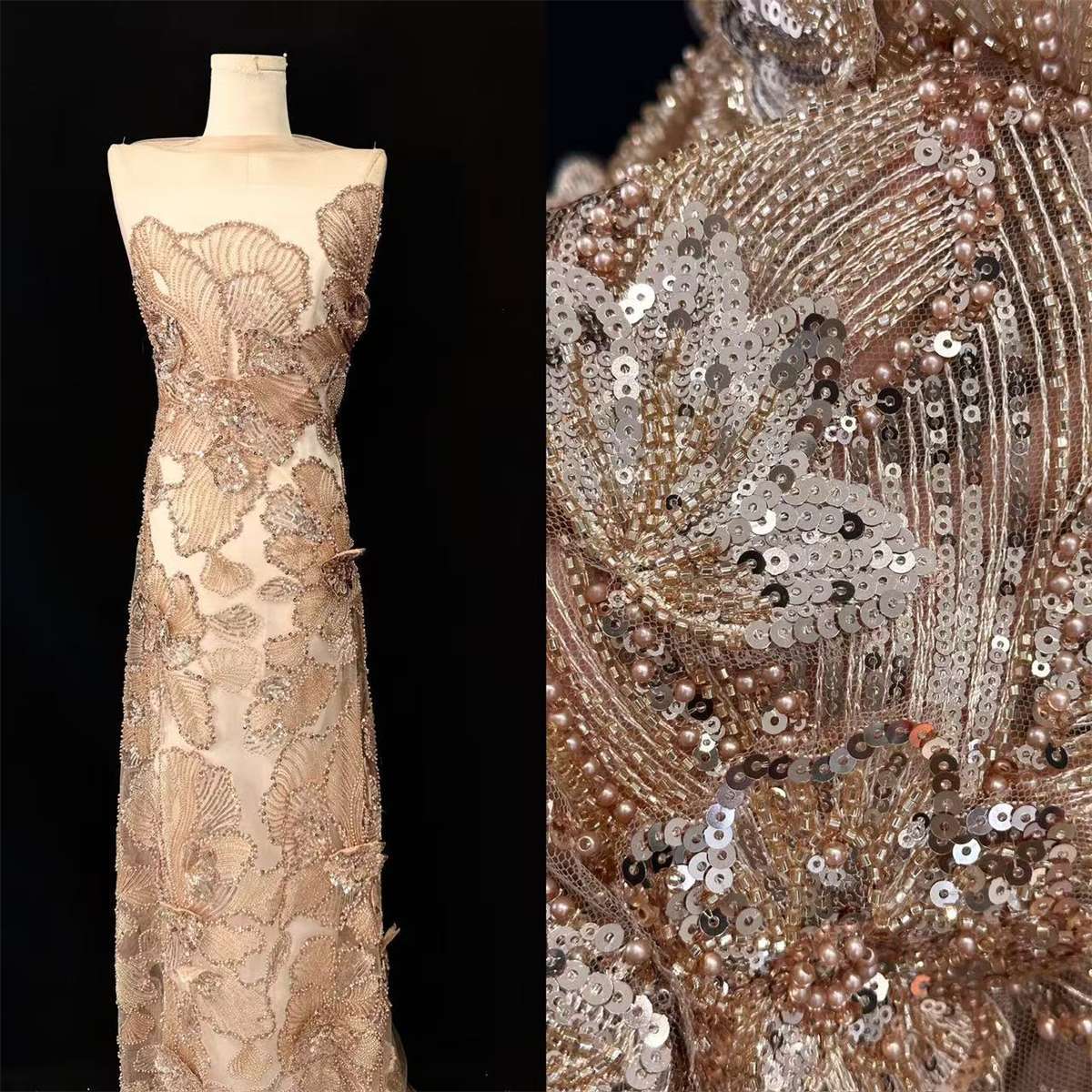 Beaded Tulle Lace Fabric for Dresses | HN075
