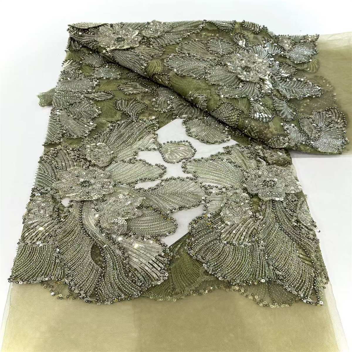 Beaded Tulle Lace Fabric for Dresses | HN075