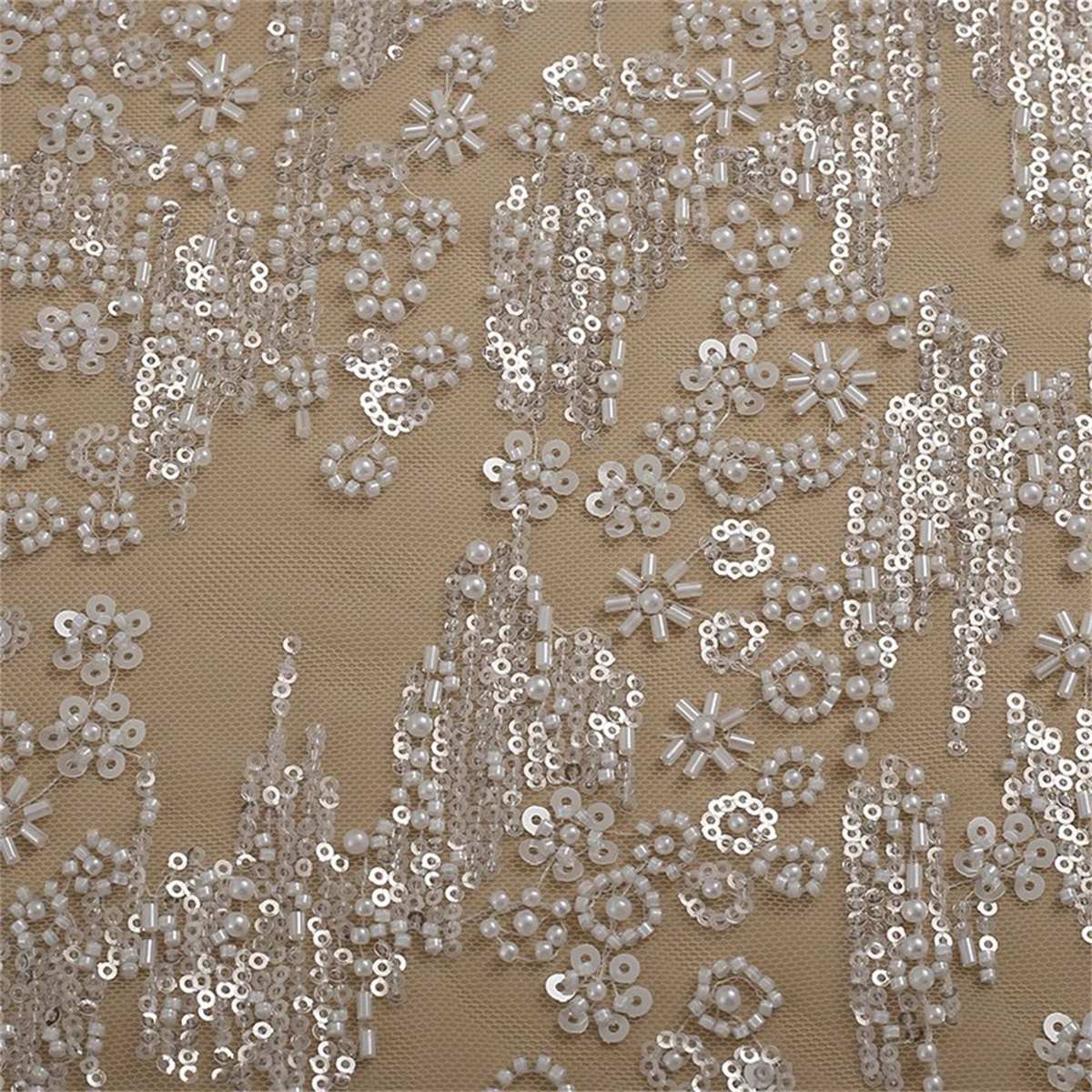 Beaded Bridal Lace Fabric for Wedding Dresses - 1 Yard | ART RX100