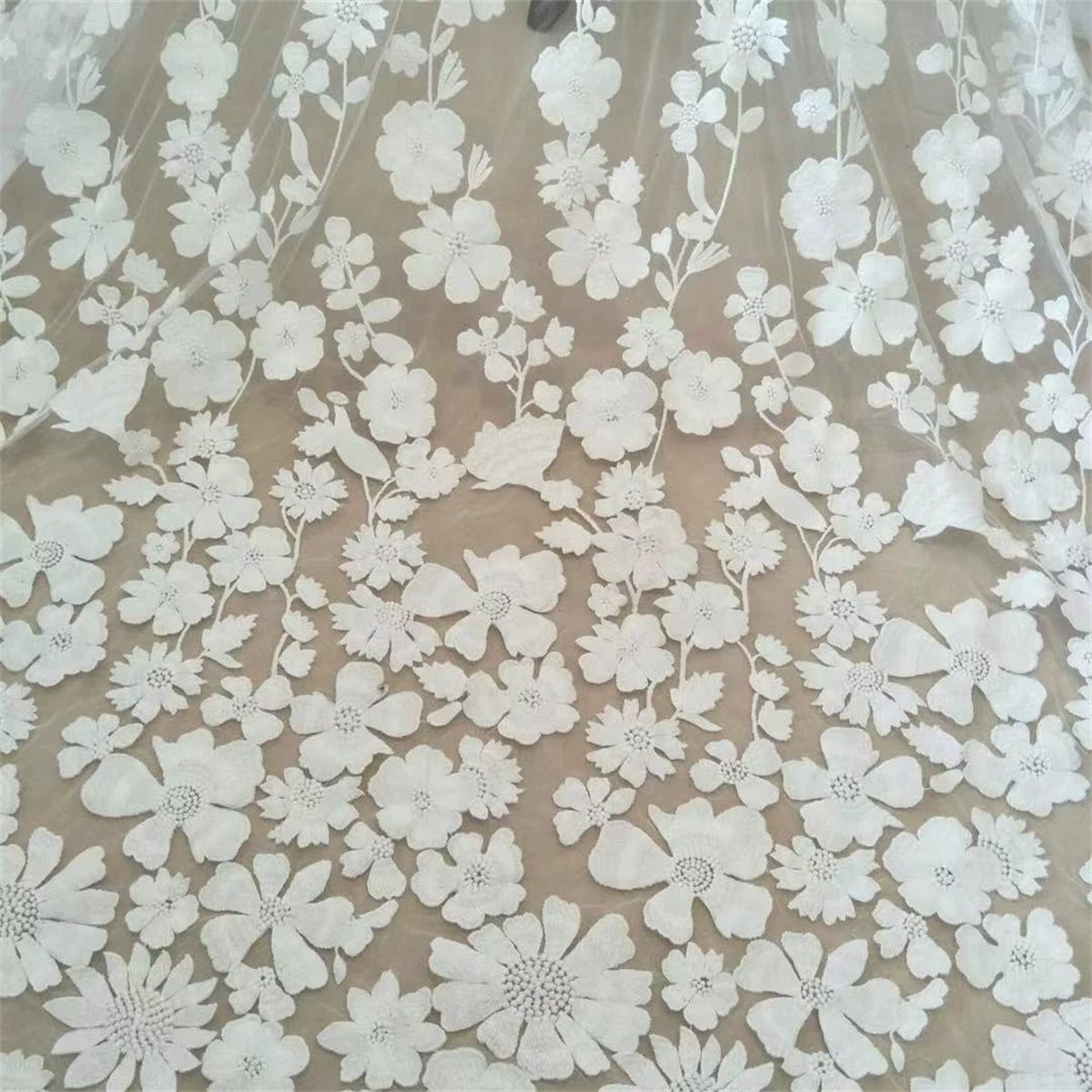 Embroidered Bridal Lace Fabric - 1 Yard | LiL9051