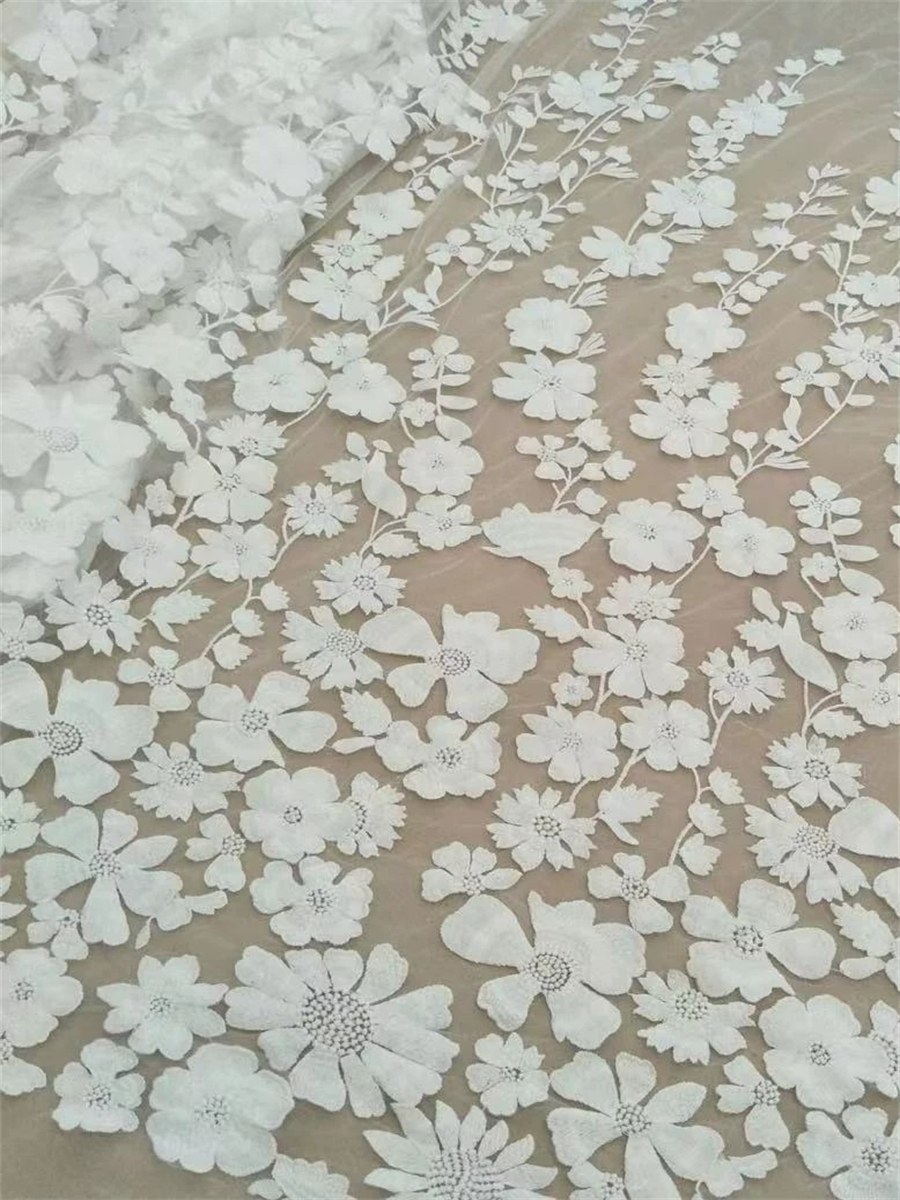 Embroidered Bridal Lace Fabric - 1 Yard | LiL9051