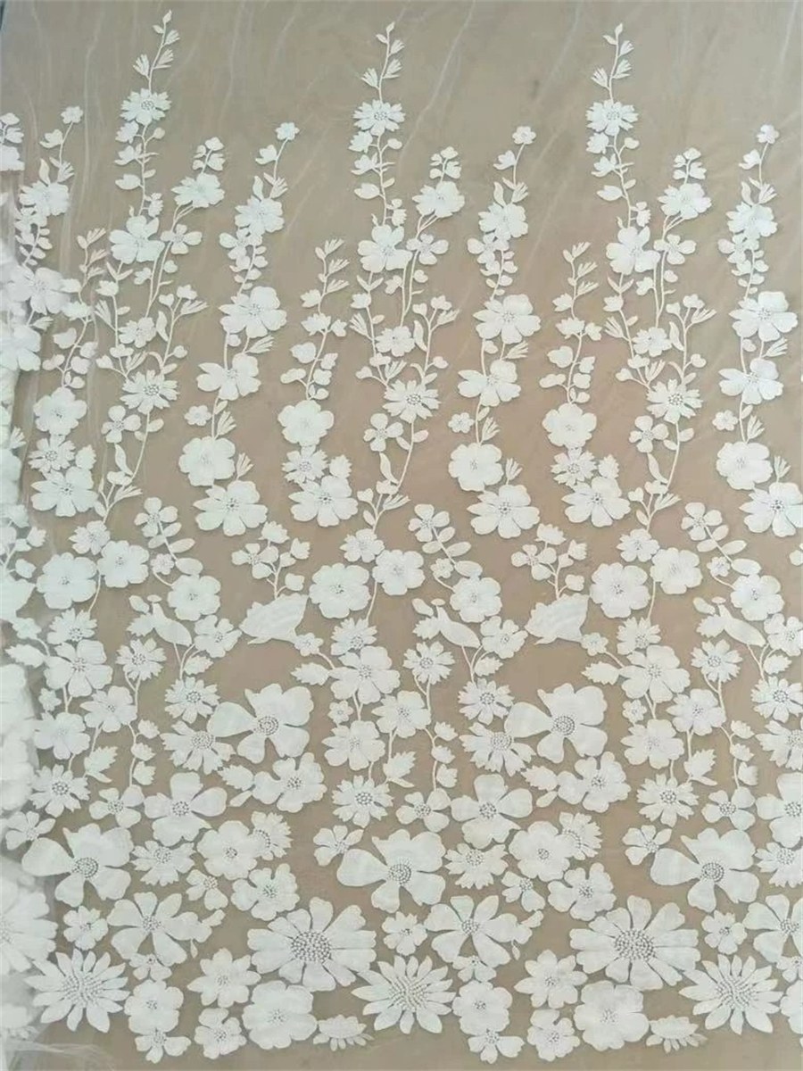 Embroidered Bridal Lace Fabric - 1 Yard | LiL9051