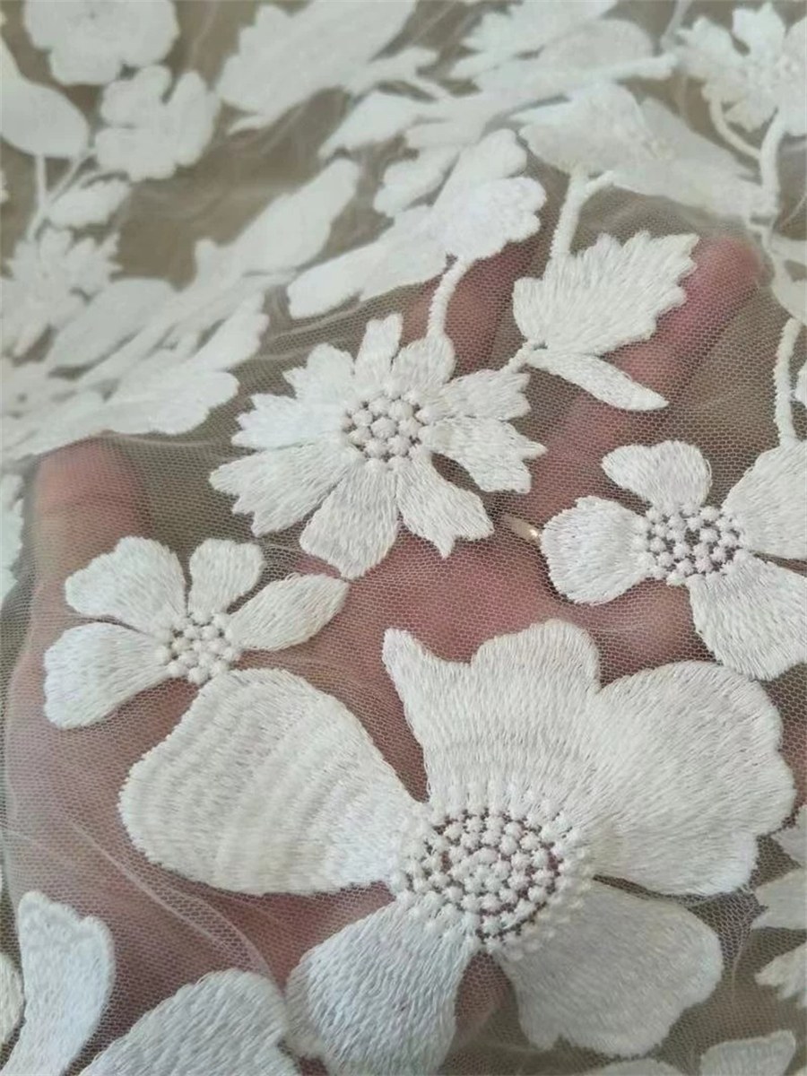 Embroidered Bridal Lace Fabric - 1 Yard | LiL9051