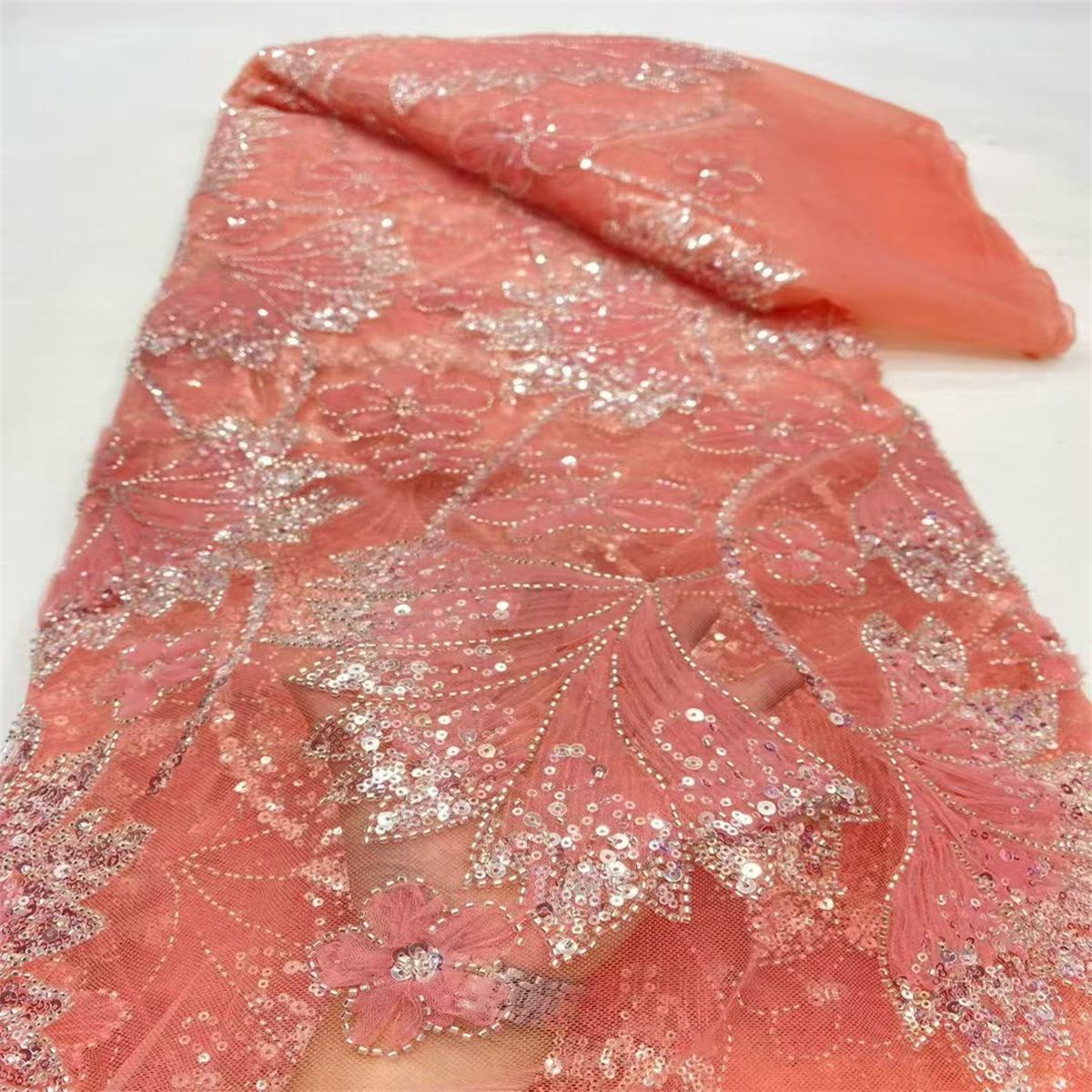 Beaded Lace Fabric for Dresses - 5 Yards | SID LIL094