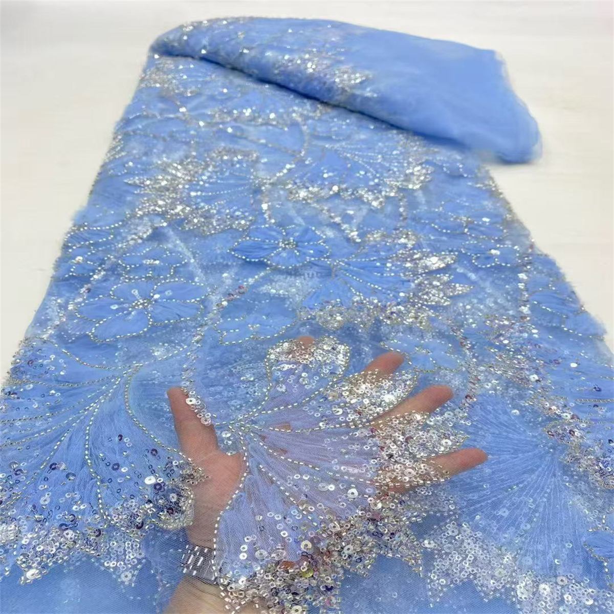 Beaded Lace Fabric for Dresses - 5 Yards | SID LIL094