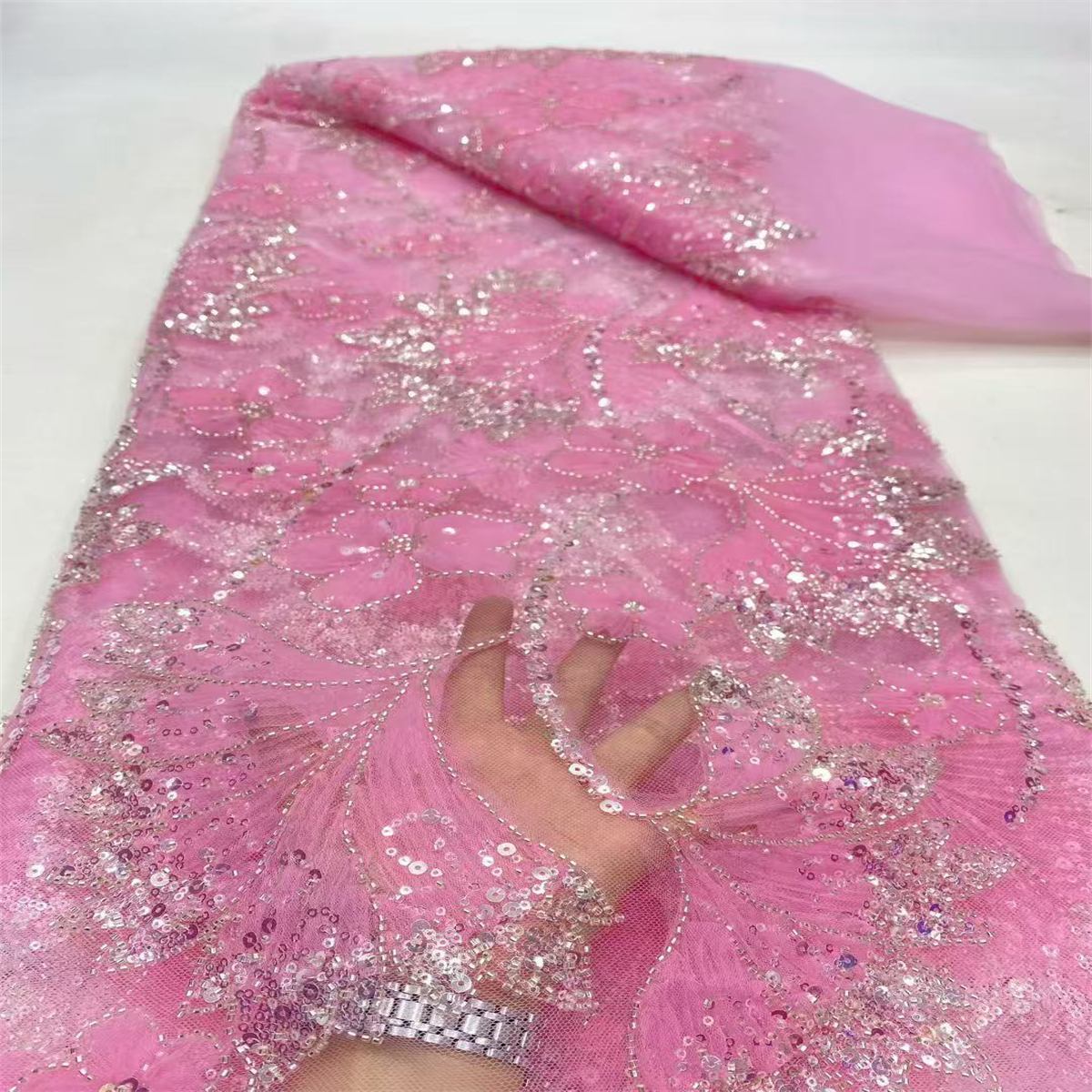 Beaded Lace Fabric for Dresses - 5 Yards | SID LIL094