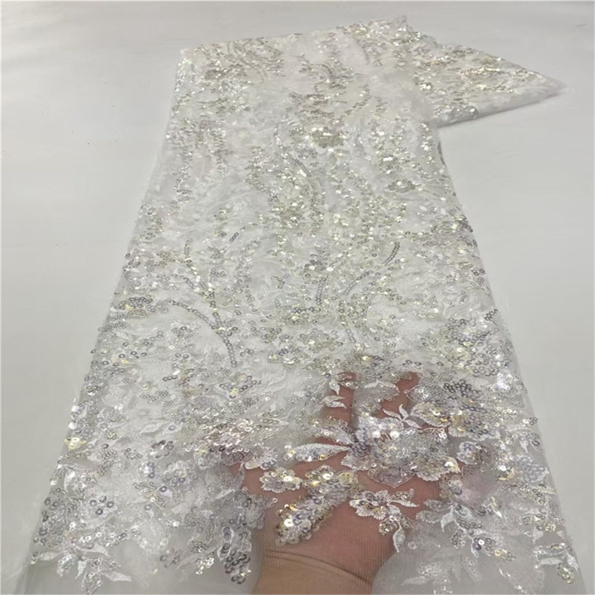 Embroidered Sequin Lace Fabric for Dresses - 5 Yards | DID HL035