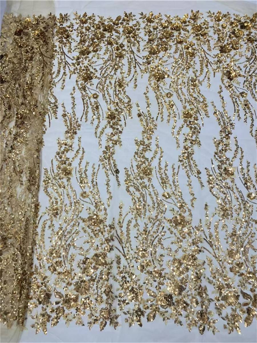 Embroidered Sequin Lace Fabric for Dresses - 5 Yards | DID HL035