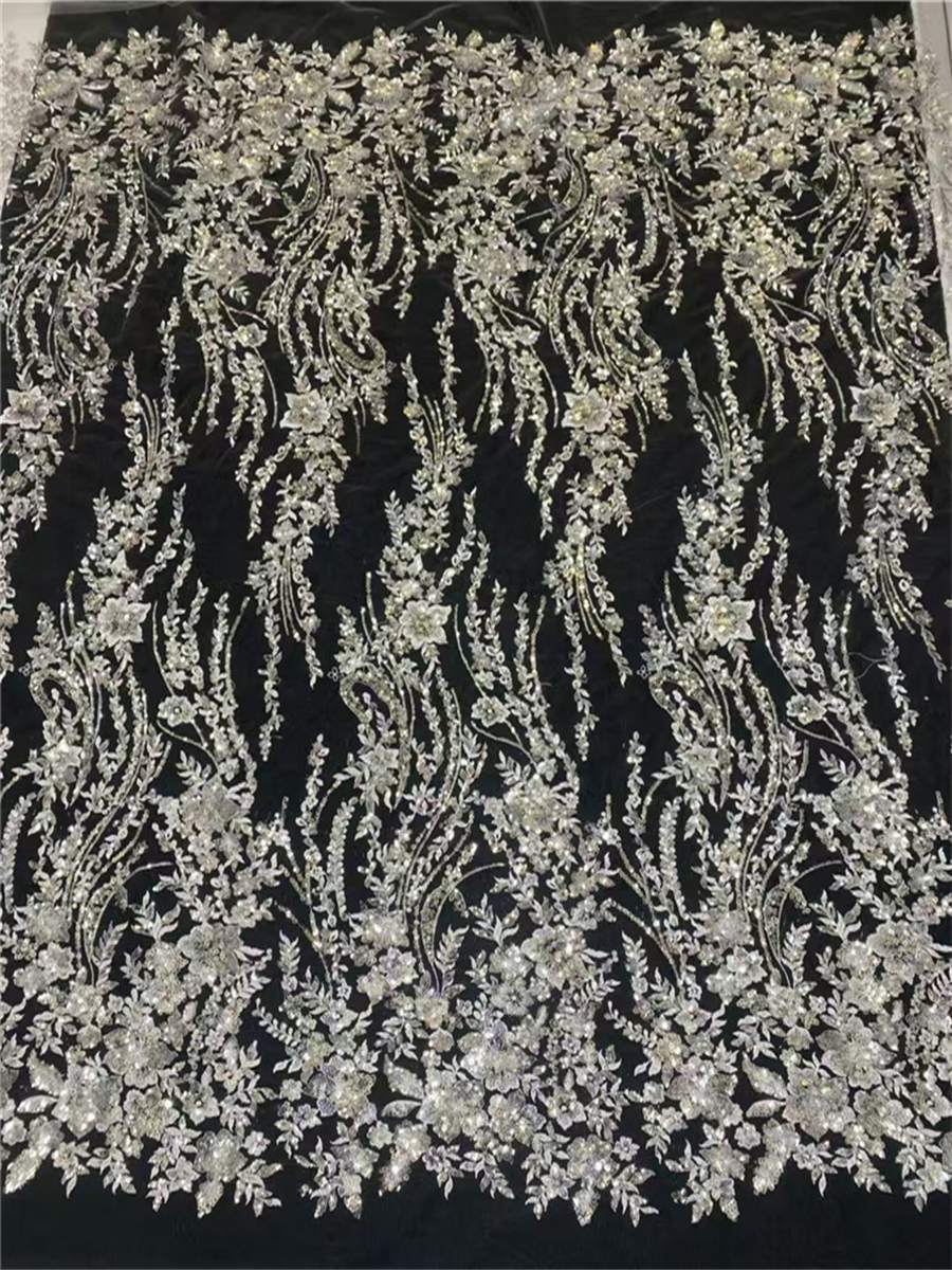 Embroidered Sequin Lace Fabric for Dresses - 5 Yards | DID HL035