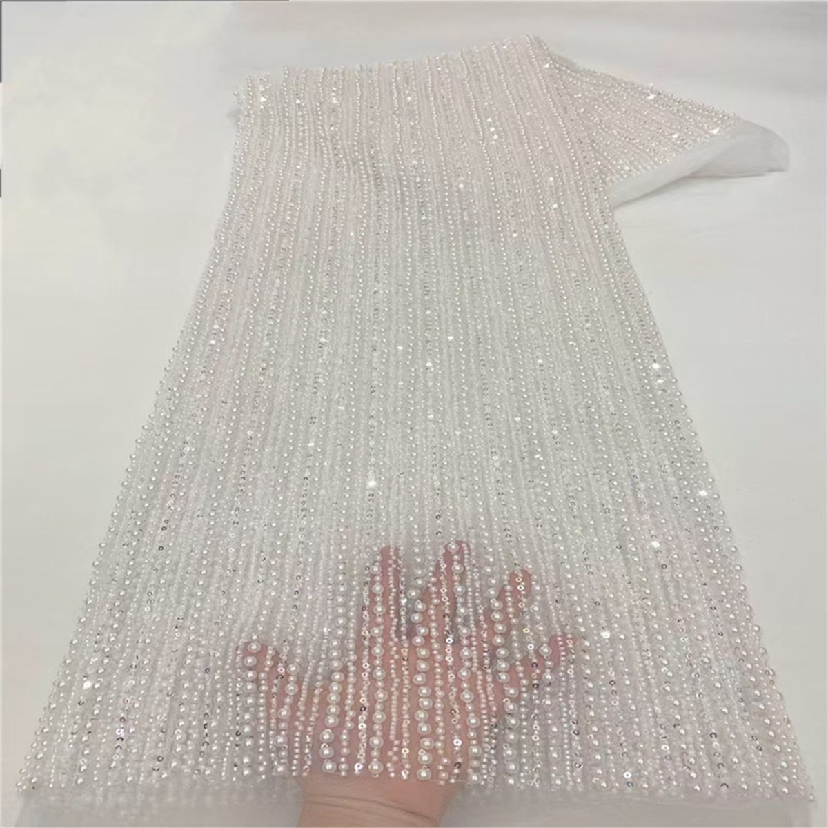 Beaded Tulle Fabric - 5 Yards