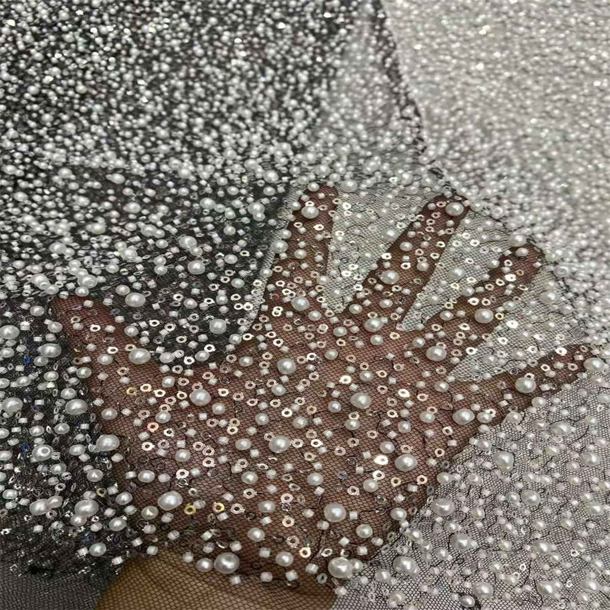 Beaded Tulle Fabric 5 Yards