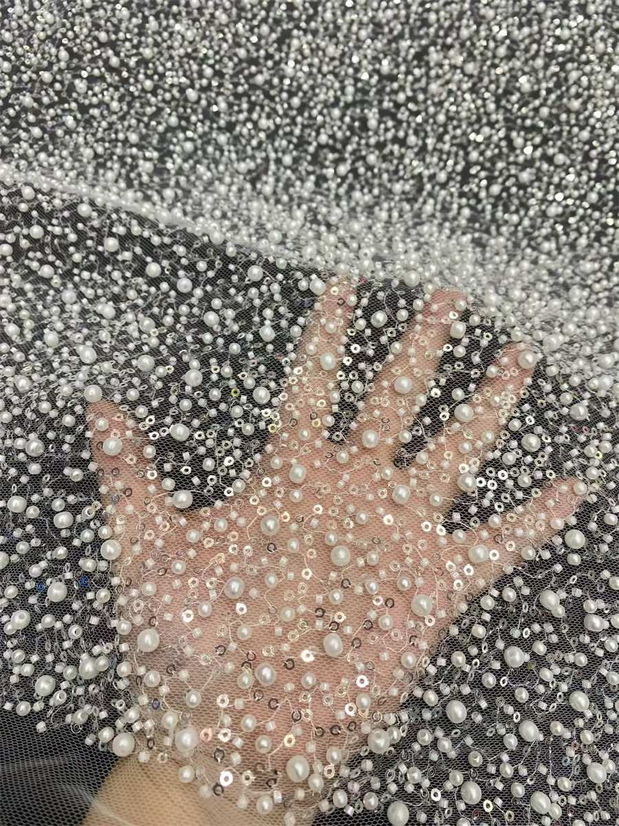 Beaded Tulle Fabric 5 Yards