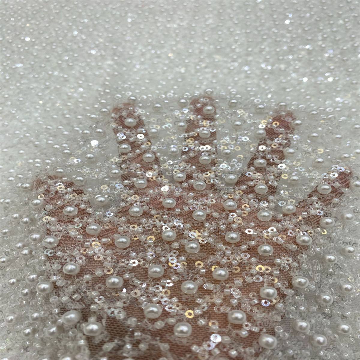 Beaded Tulle Fabric 5 Yards