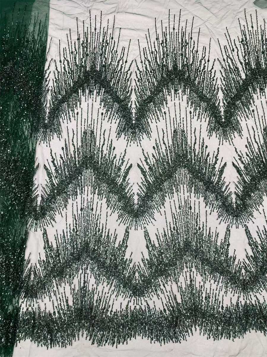 Beaded Fabric for Prom Dresses - 5 Yards, Embellished Tulle Fabric with Beads, Sequins, Pearls