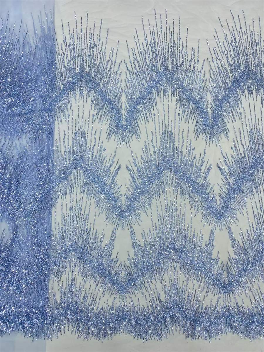 Beaded Fabric for Prom Dresses - 5 Yards, Embellished Tulle Fabric with Beads, Sequins, Pearls