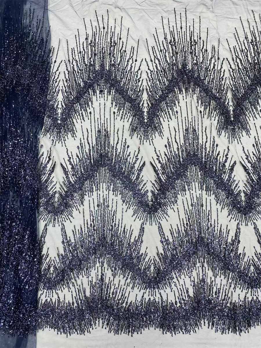 Beaded Fabric for Prom Dresses - 5 Yards, Embellished Tulle Fabric with Beads, Sequins, Pearls | NEW