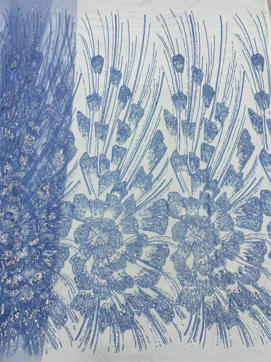 Beaded Fabric for Prom Dresses - 5 Yards, Embellished Tulle Fabric with Beads, Sequins | NEW
