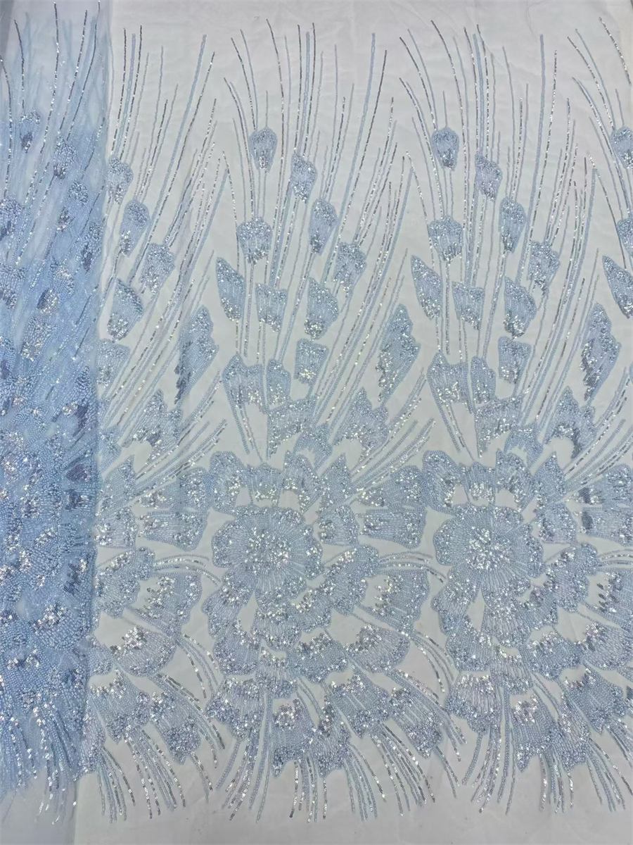 Beaded Fabric for Prom Dresses - 5 Yards, Embellished Tulle Fabric with Beads, Sequins | NEW