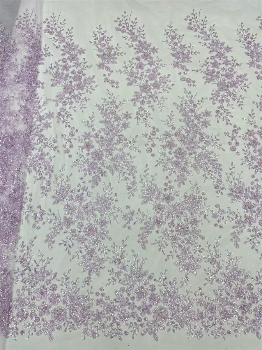 Beaded Fabric for Prom Dresses - 5 Yards, Embellished Tulle Fabric with Beads, Sequins, Pearls | NEW