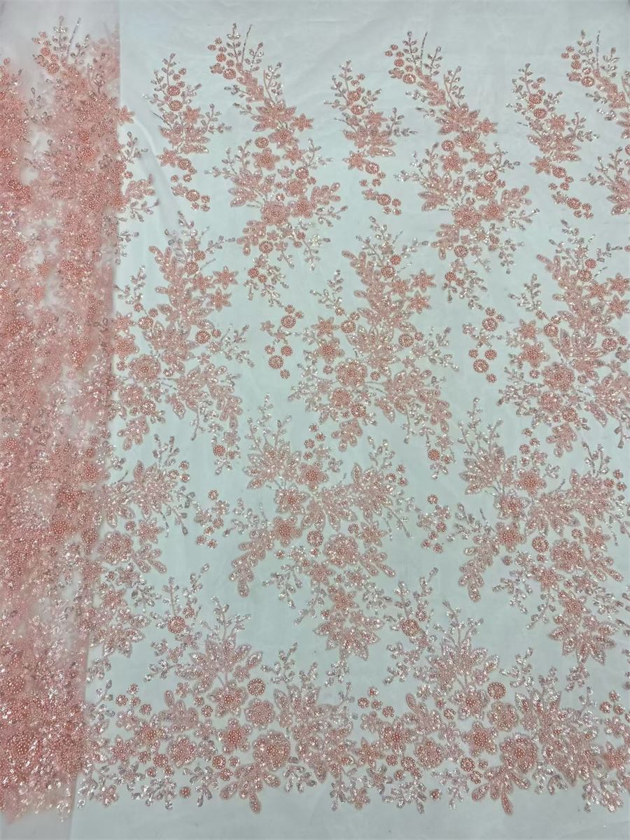 Beaded Fabric for Prom Dresses - 5 Yards, Embellished Tulle Fabric with Beads, Sequins, Pearls | NEW