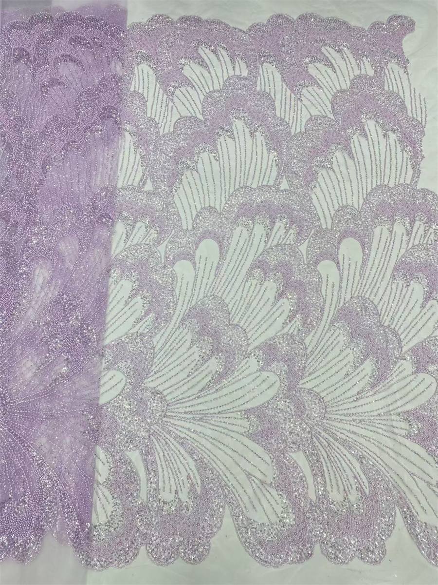 Beaded Fabric for Prom Dresses - 5 Yards, Embellished Tulle Fabric with Beads, Sequins, Pearls