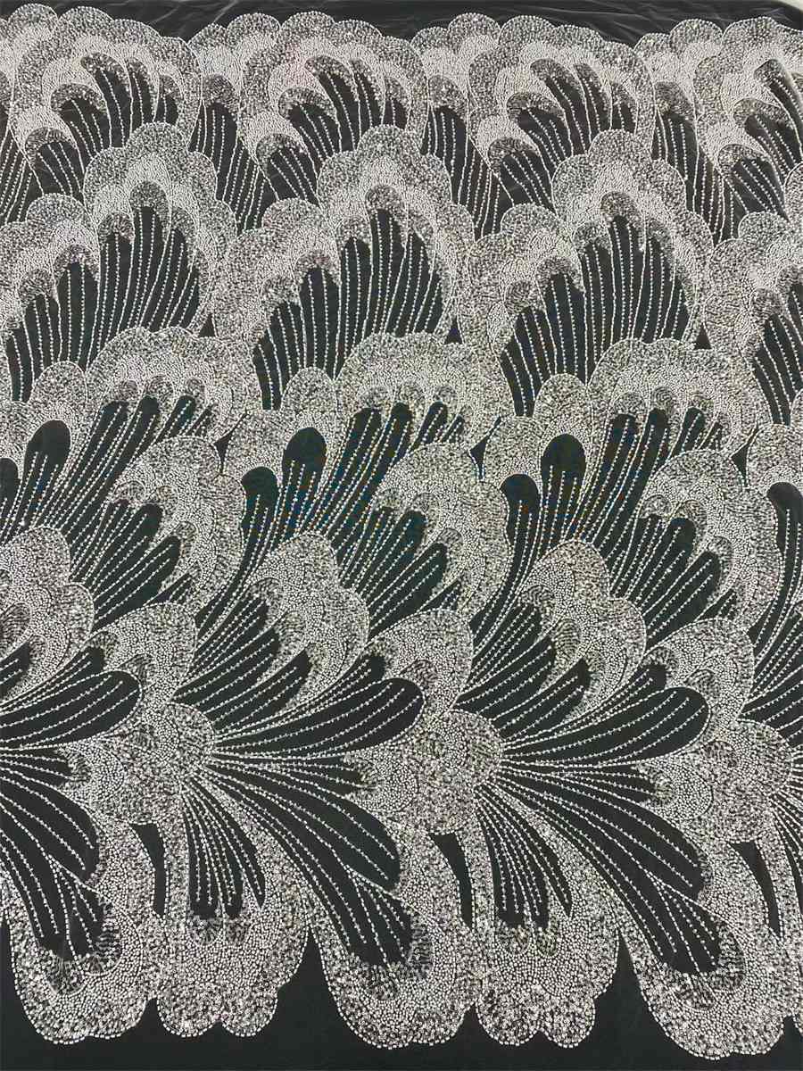 Beaded Fabric for Prom Dresses - 5 Yards, Embellished Tulle Fabric with Beads, Sequins, Pearls | NEW