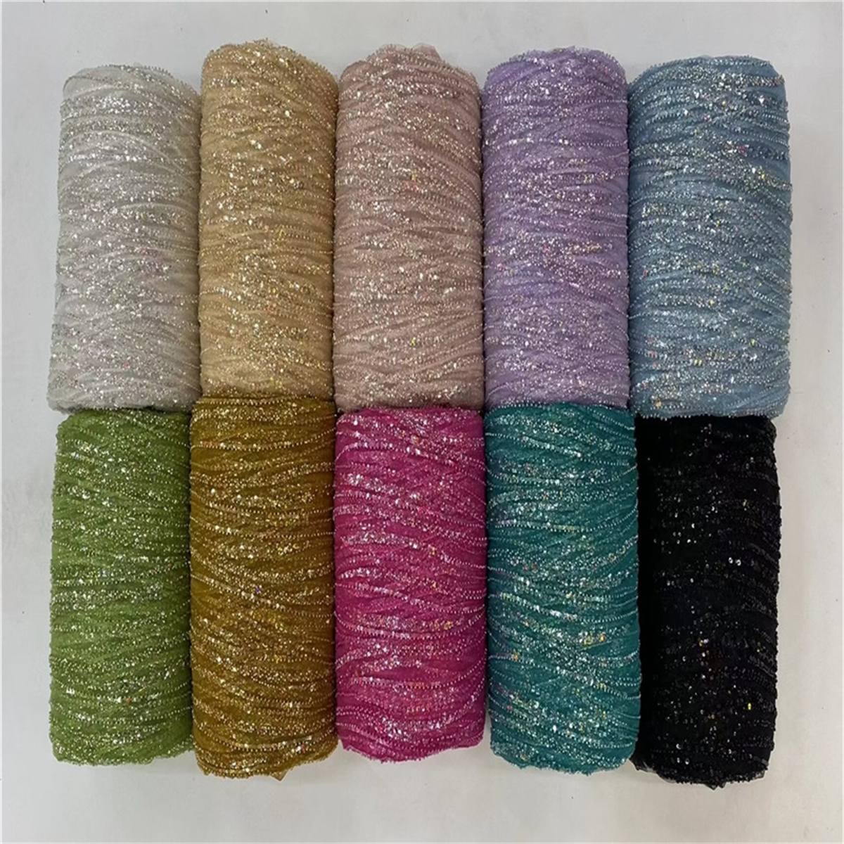 Beaded Fabric for Prom Dresses - 5 Yards, Embellished Tulle Fabric with Beads, Sequins, Pearls