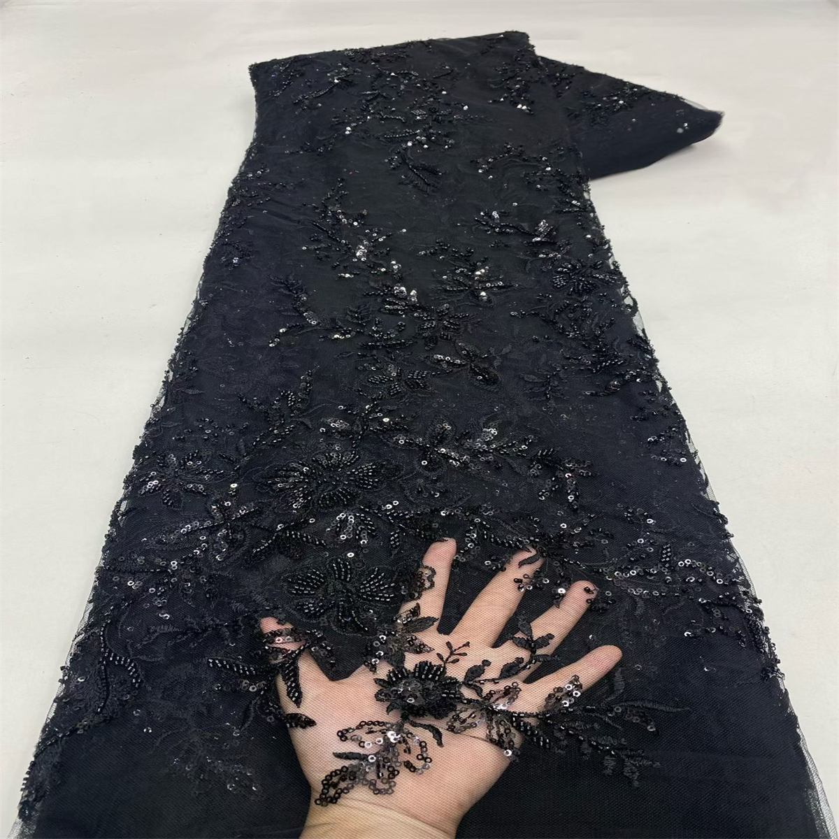 Embroidered Beaded Lace Fabric for Prom Dresses - 5 Yards