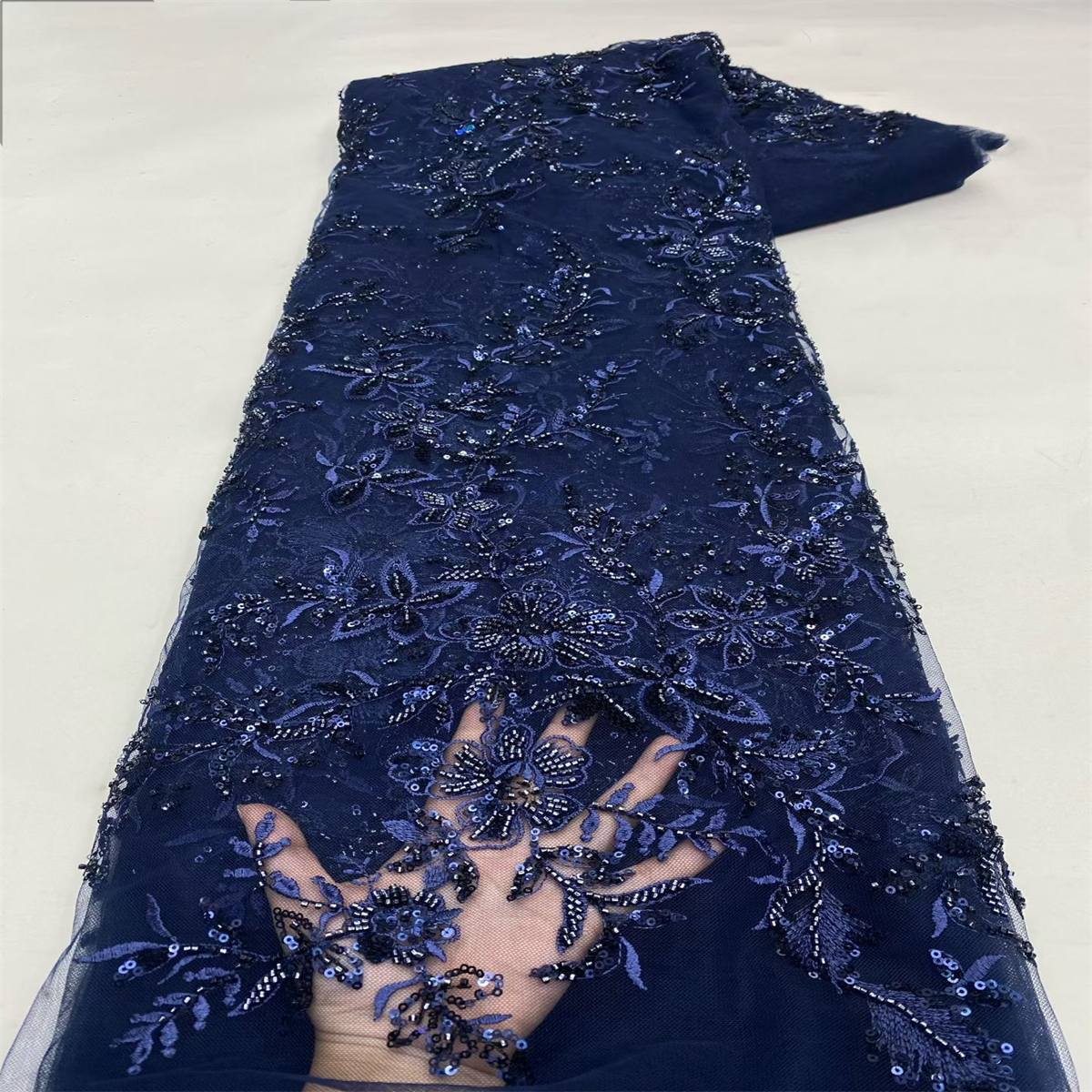 Embroidered Beaded Lace Fabric for Prom Dresses - 5 Yards