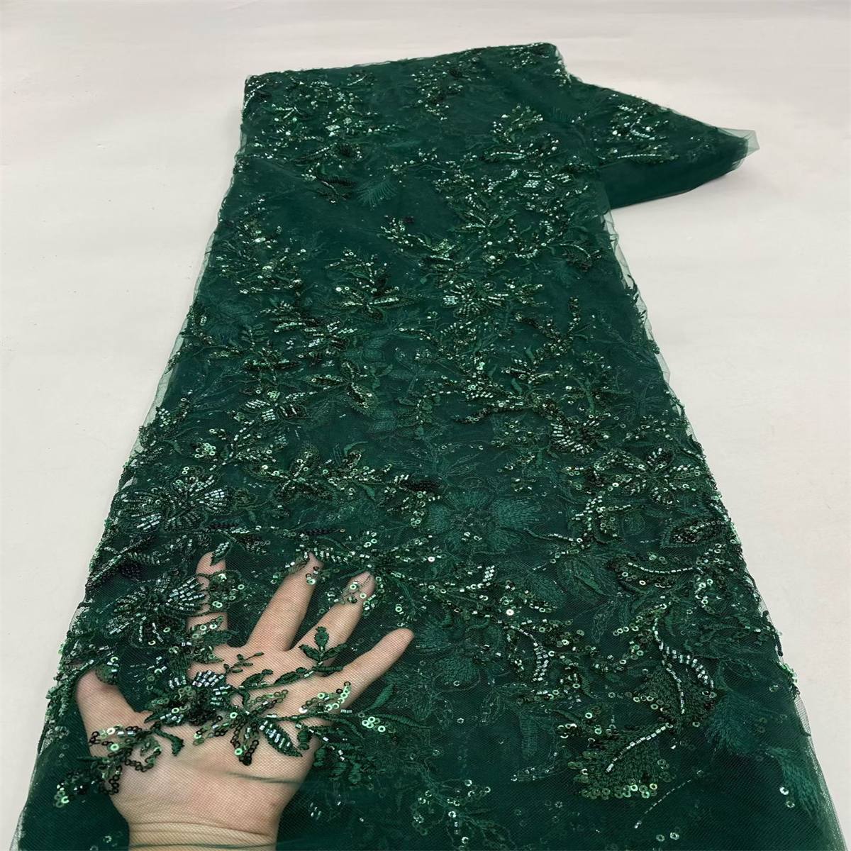 Embroidered Beaded Lace Fabric for Prom Dresses - 5 Yards