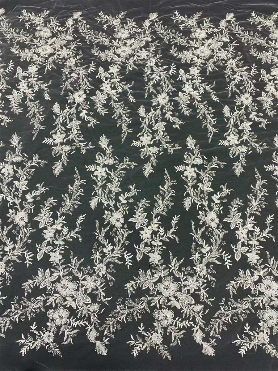 Embroidered Beaded Lace Fabric for Prom Dresses - 5 Yards