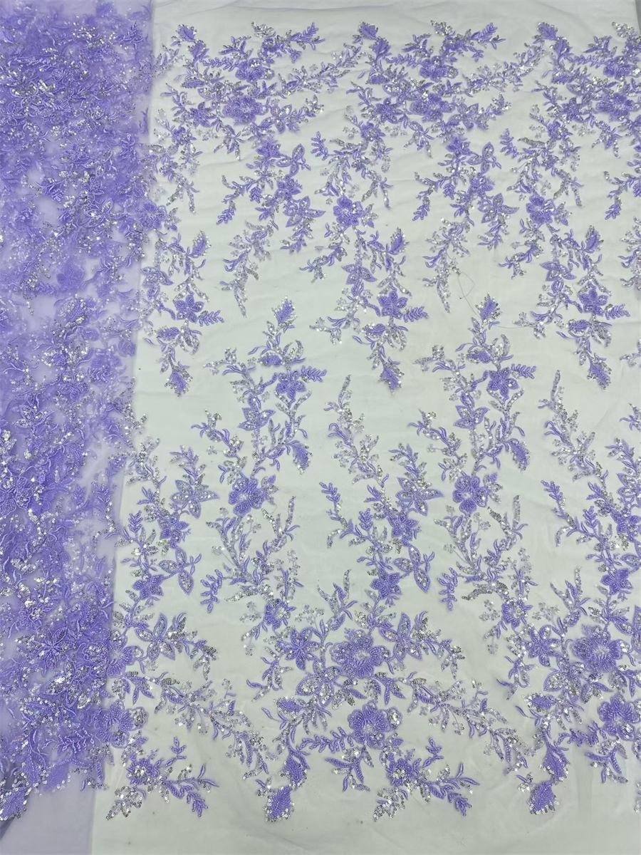 Embroidered Beaded Lace Fabric for Prom Dresses - 5 Yards