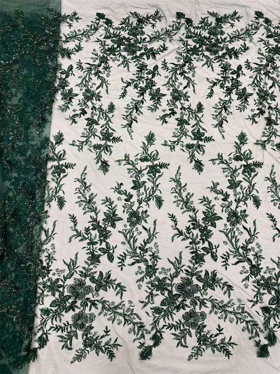 Embroidered Beaded Lace Fabric for Prom Dresses - 5 Yards