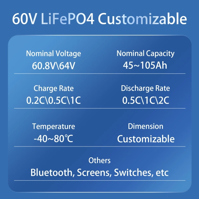 60V Electric Tricycle LiFePO4 Battery