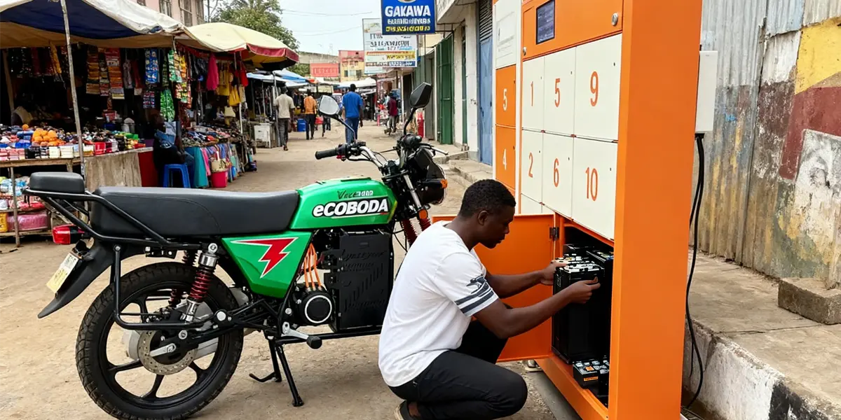 Sistema de intercambio de baterías para motocicletas eléctricas en África