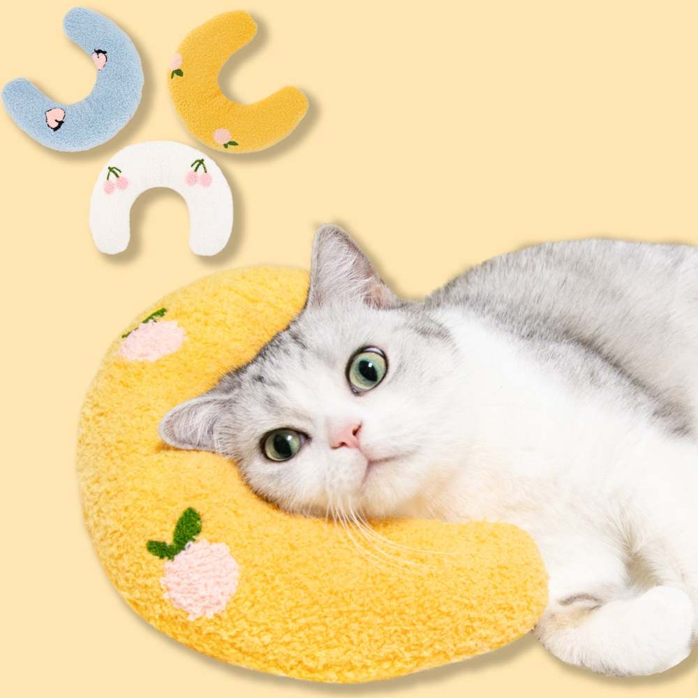 Cat Pillow, Small Pillow for Cat, Cat Blankets for Indoor, Pet Toy, Small Banana Donut Bed for Pets, Little Pillow for Cats No Heating Pad, Real Littles Fluffy Kittens Accessories for Pet Calming