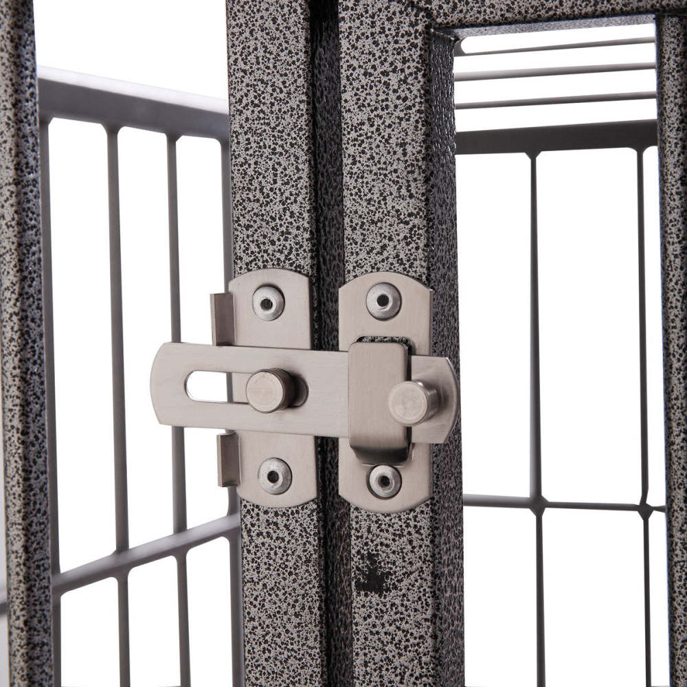 Heavy-Duty Metal Dog Kennel, Pet Cage Crate with Openable Flat Top and Front Door, 4 Wheels