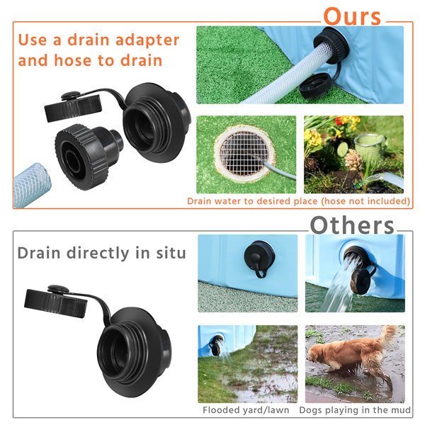 48" Foldable Dog Pool Pet Bath Pools Outdoor Swimming-Pool for Large Dogs Blue