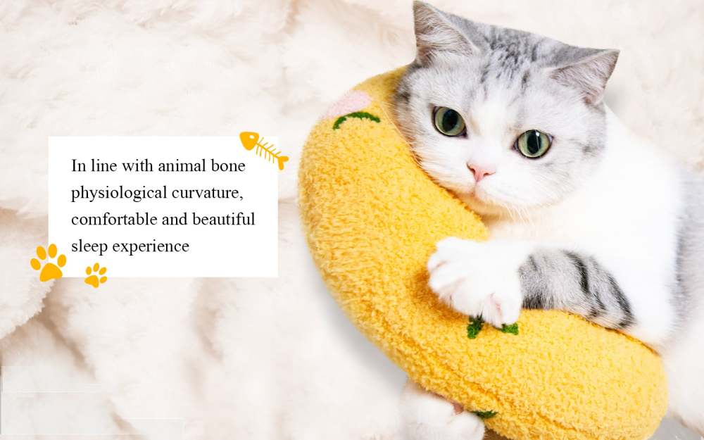 Cat Pillow, Small Pillow for Cat, Cat Blankets for Indoor, Pet Toy, Small Banana Donut Bed for Pets, Little Pillow for Cats No Heating Pad, Real Littles Fluffy Kittens Accessories for Pet Calming