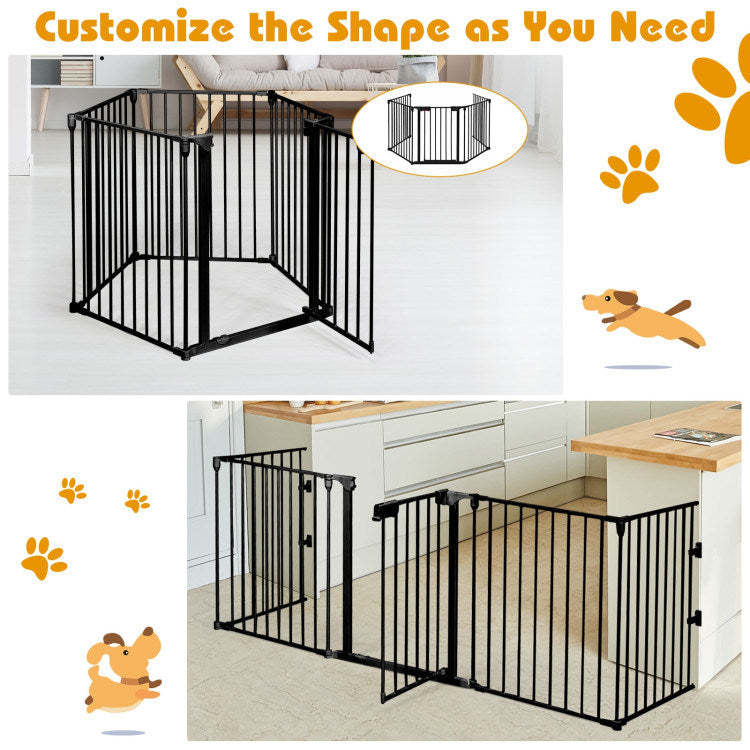 115 Inch Length 5 Panel Adjustable Wide Fireplace Fence
