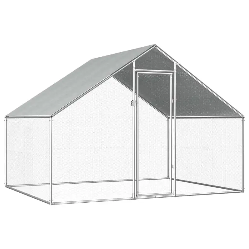 Outdoor Chicken Cage 9'x6.6'x6.3' Galvanized Steel