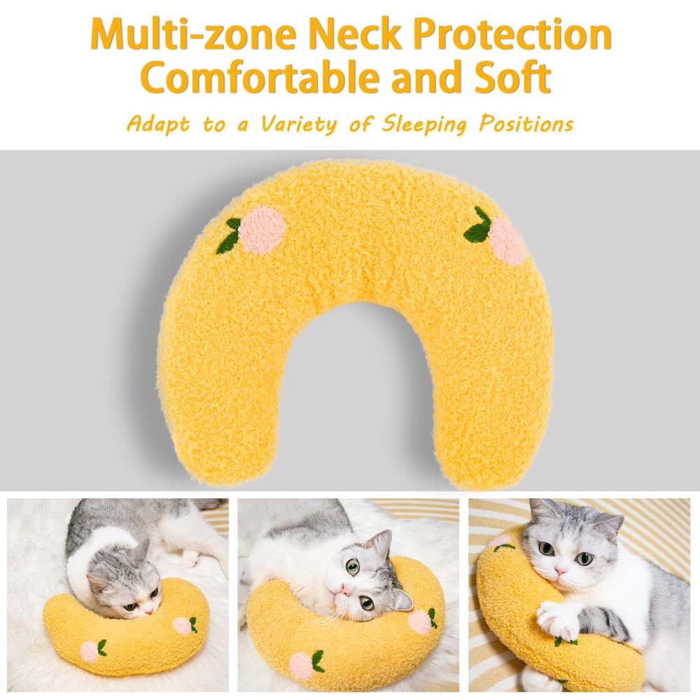 Cat Pillow, Small Pillow for Cat, Cat Blankets for Indoor, Pet Toy, Small Banana Donut Bed for Pets, Little Pillow for Cats No Heating Pad, Real Littles Fluffy Kittens Accessories for Pet Calming