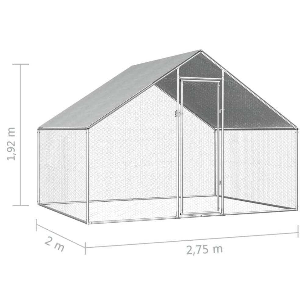 Outdoor Chicken Cage 9'x6.6'x6.3' Galvanized Steel