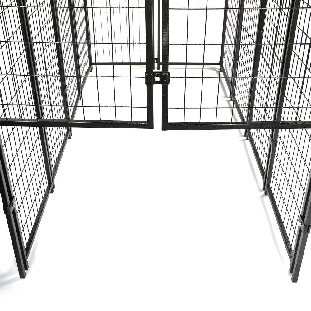 6.9 x 3.3 x 5.6 ft Dog Kennel with Waterproof Cover, Welded Wire Outdoor Dog Playpen, Black