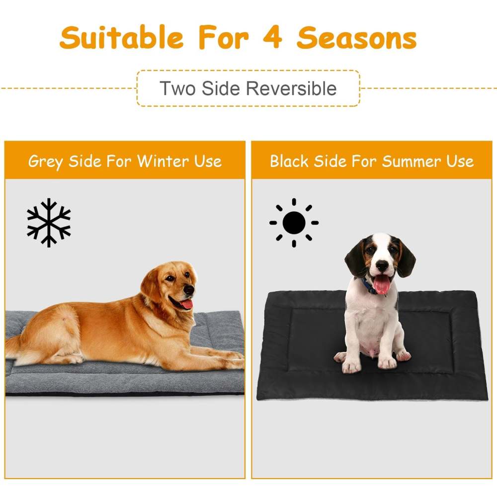 Dog Bed Mat Comfortable Fleece Pet Dog Crate Carpet Reversible Pad Joint Relief L Size