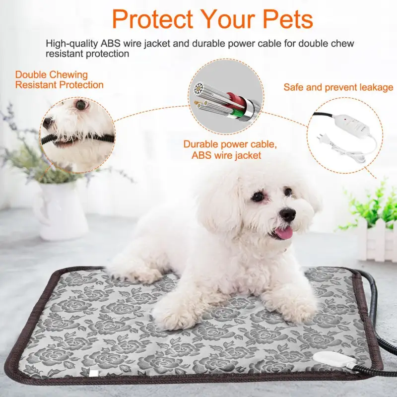Pet Heating Pad Dog Cat Electric Heating Mat Waterproof Adjustable Warming Blanket