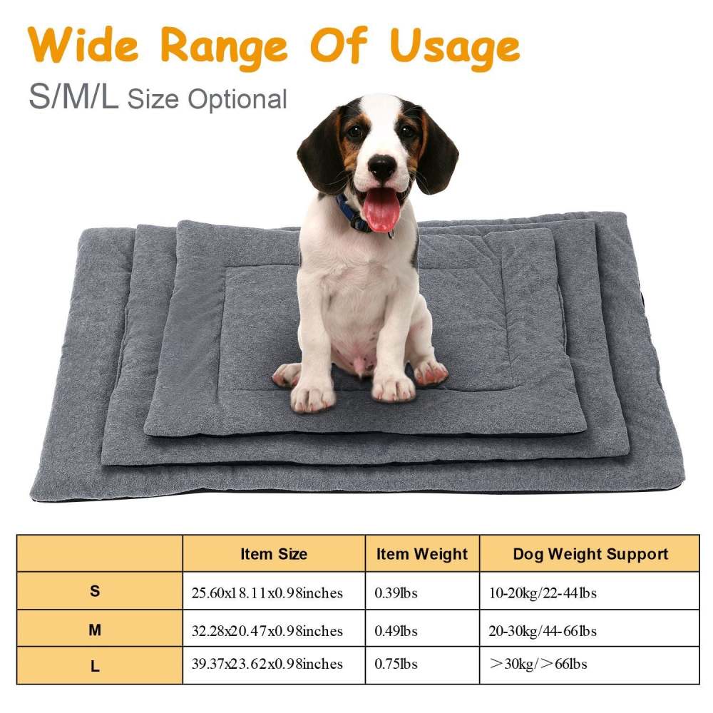 Dog Bed Mat Comfortable Fleece Pet Dog Crate Carpet Reversible Pad Joint Relief L Size
