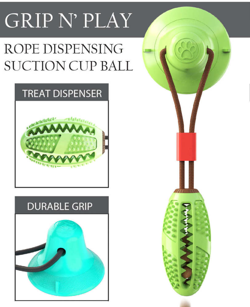 Pet Life 'Grip N' Play' Treat Dispensing Football Shaped Suction Cup Dog Toy