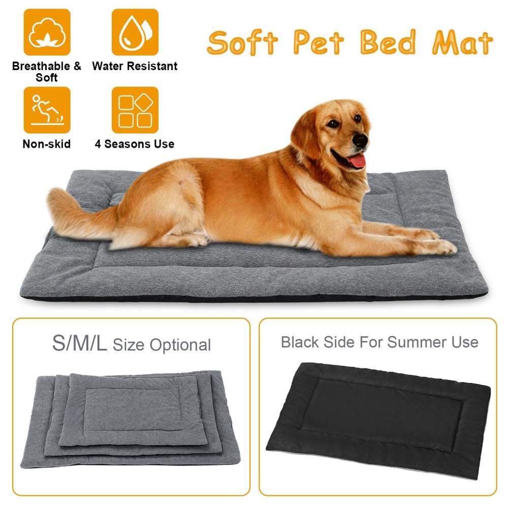 Dog Bed Mat Comfortable Fleece Pet Dog Crate Carpet Reversible Pad Joint Relief L Size