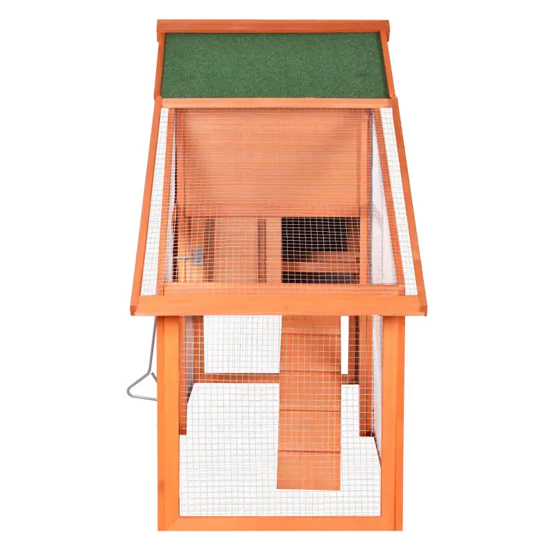 Wooden Chicken Coop, Large Wooden Outdoor Hen Cage Hen House, Outdoor Rabbit Hutch Large Bunny Cage, Bunny Hutch with Ventilation Door, Removable Ramp Garden Backyard Pet House Chicken Nesting Box